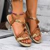 Women Flat Sandals Fashionable Round Toe Sandals Women Bohemian Style Elastic Band Shoes Women Casual Versatile Flat Sandals