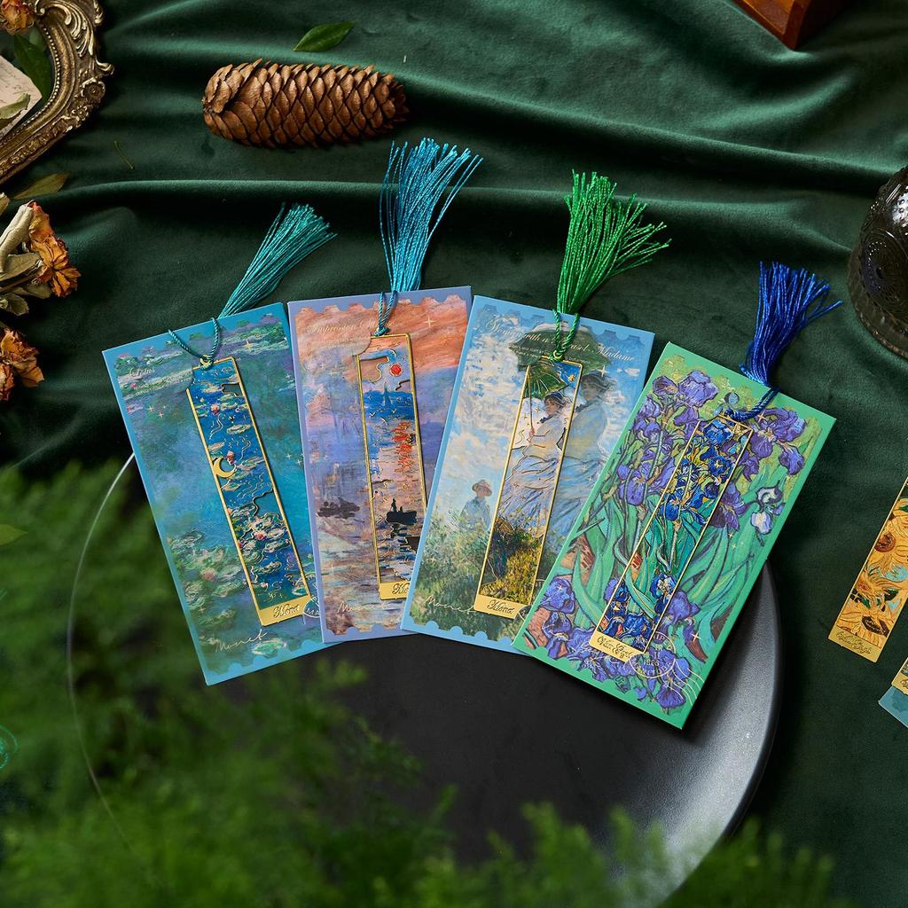 Semn de carte metalic gol cu pictură florală retro, nou, marcaj bronzant, cu ciucure, cadouri de papetărie pentru cititorul clubului de carte