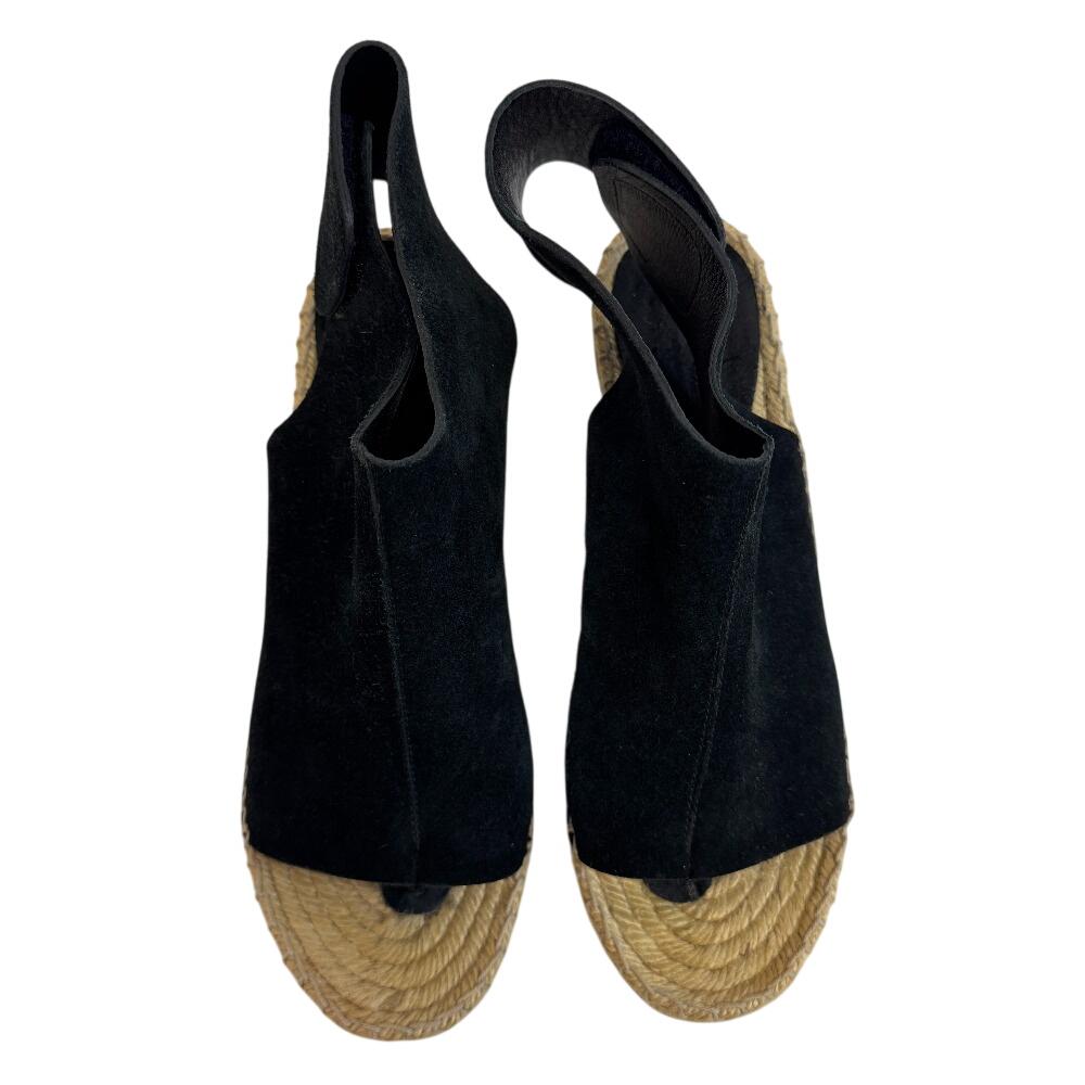 CELINE Wedge Sandals Espadrille suede Sandals black suede Used