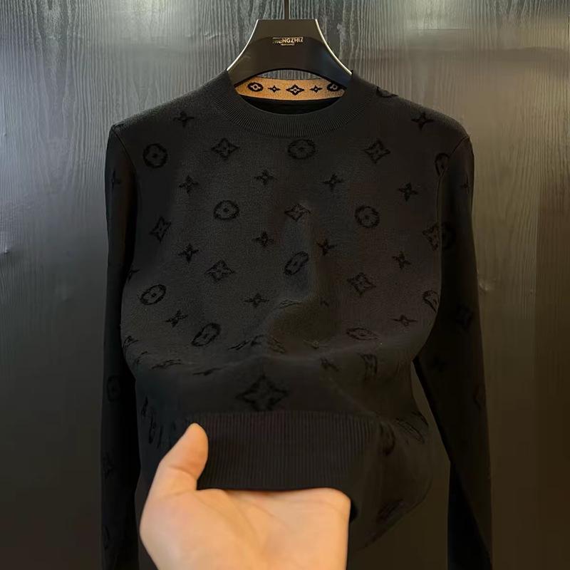 Men s Long Sleeve Winter Knit Sweater - Slim Fit, Warm, Round Neck, Versatile and Trendy. L чёрный