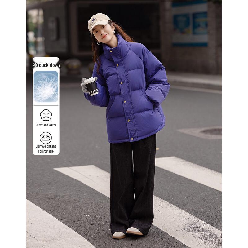 Demana Women's Lightweight Retro Stand Collar Duck Down Puffer Jacket