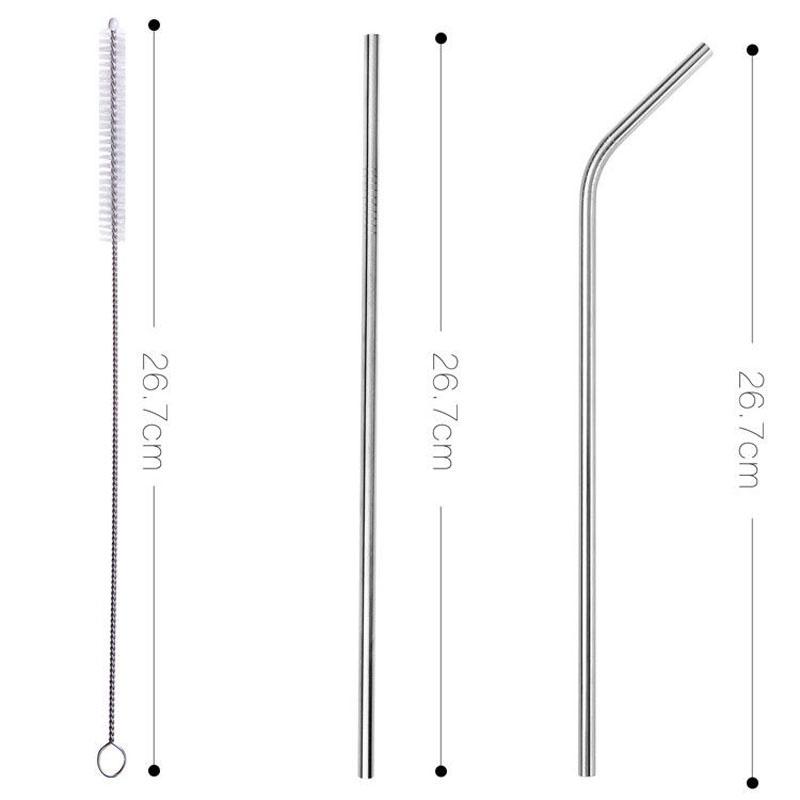 Elegant And Durable 8 Pcs Stainless Steel Metal Drinking Straws With Silicone Tips