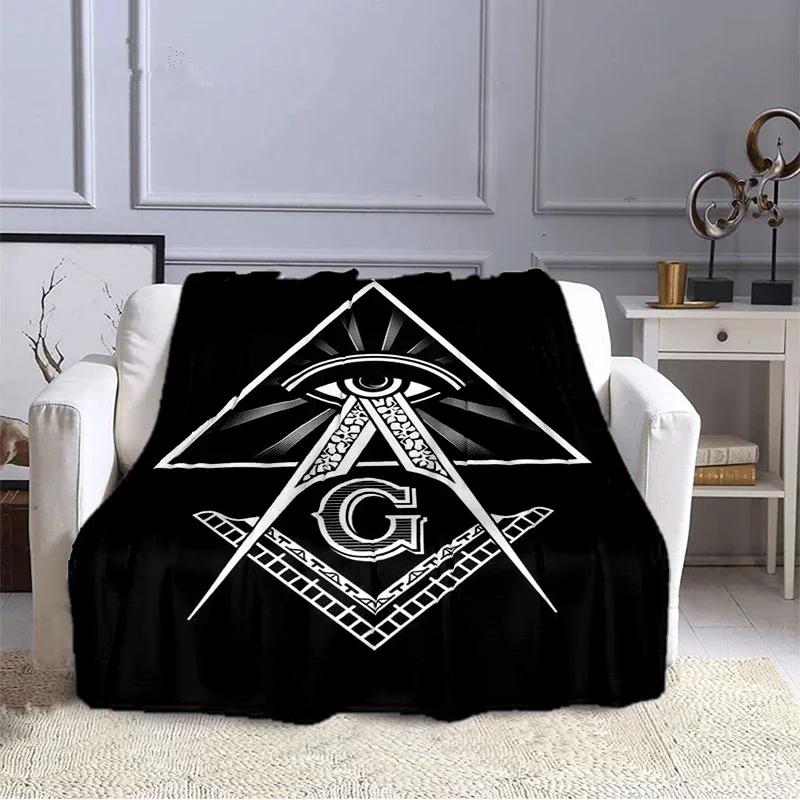 Fashion Masonic Portable Sofa Throw Blanket Freemason Flannel Warm Four Seasons Camping Blanket Freemasonry Multi Size Blankets