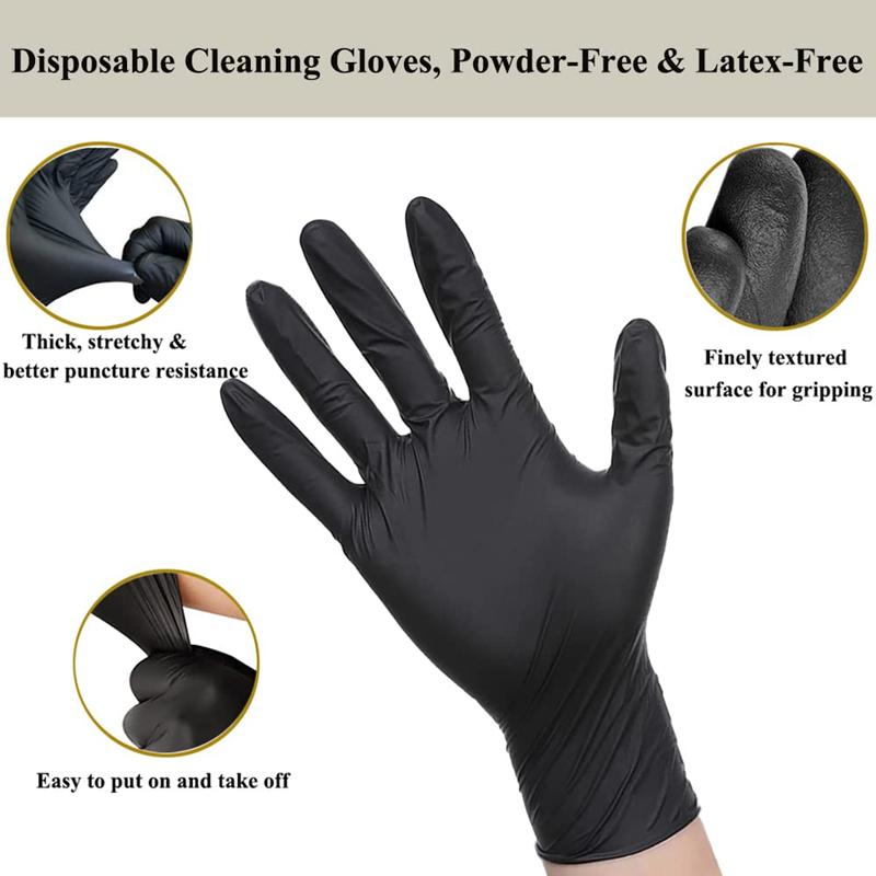 20/50/100PCS Black Nitrile Gloves Disposable Household Cleaning Gloves Latex Free for Kitchen Hair Dye Mechanic Tattoo Gloves