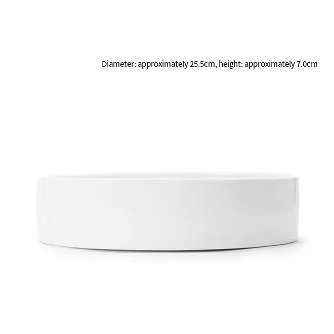 Hot 10 Inch Ceramic Round Succulent Planter Bowl With Metal Stand White Flat Pot With Drainage Succulent Garden Shallow Pot (as the picture,10inch)