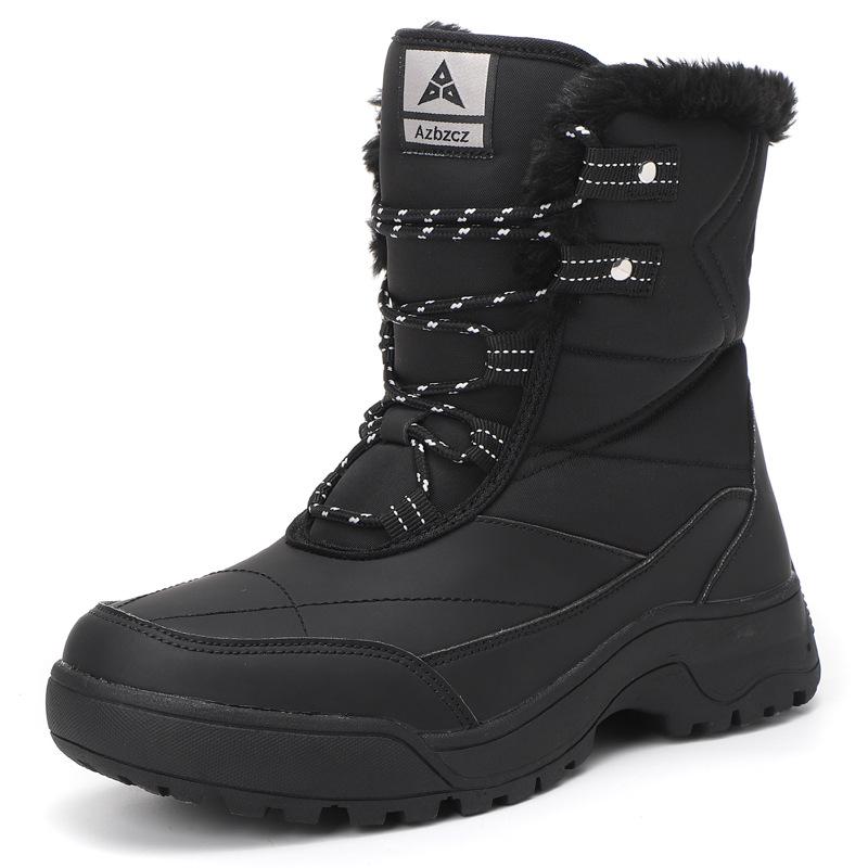 Winter Snow Boots Plush Warm Cotton Shoes Wear-resistant Windproof Sports Outdoor High-top Lace-up Boots Large Size