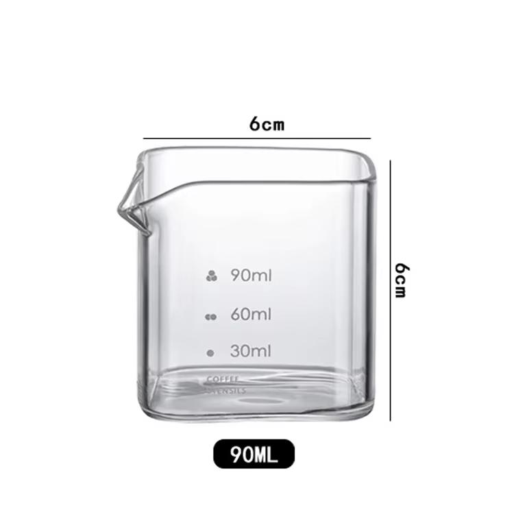 Dzbanek z jednym dzióbkiem do odmierzania, dzbanek do mleka 90/120 ml, kieliszki do espresso, części, przezroczysty kubek ze szkła borokrzemowego