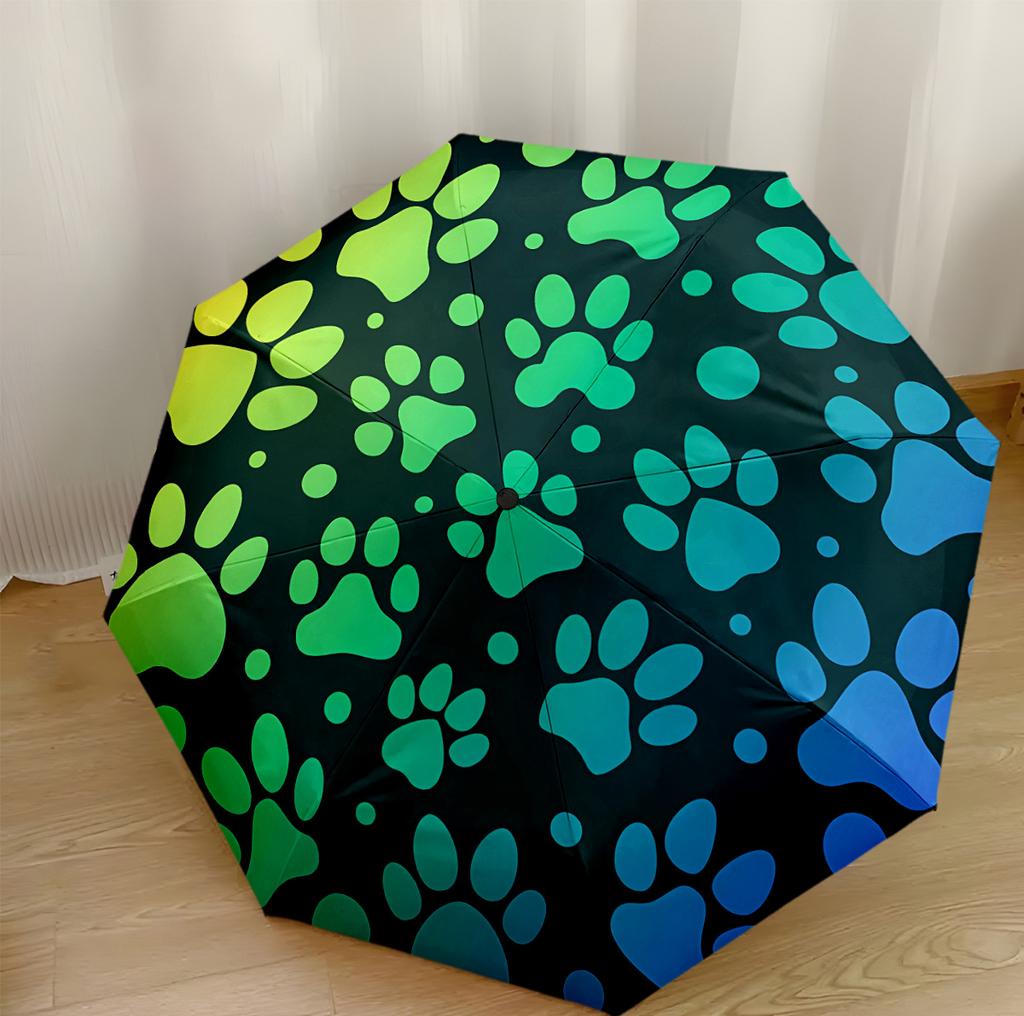 Paw Prints Art Design Automatic Umbrella with 8-Rib Foldable Design for Outdoor Daily Use Fashionable Gift for Festivals