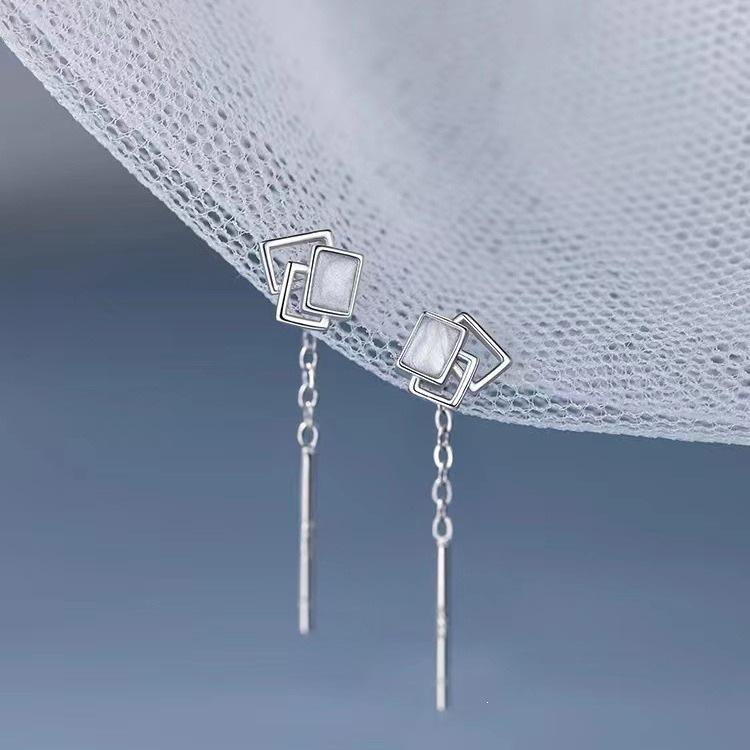 2024 Hot Selling 925 Sterling Silver Geometric Chain Earrings for Women - Luxurious High-End Style