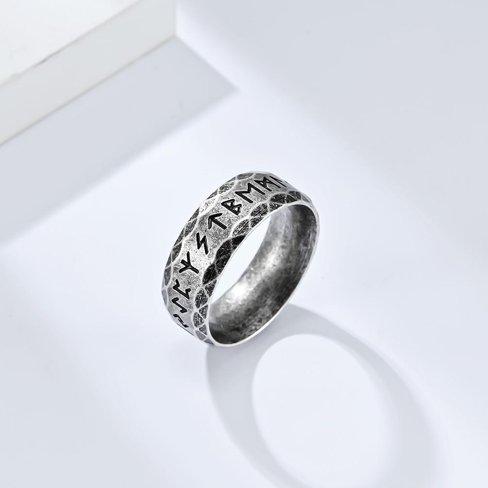Vintage Odin Norse Viking Amulet Rune Rings For Men Women 316L Stainless Steel Words Ring Wedding Jewelry Valentine's Days Gifts