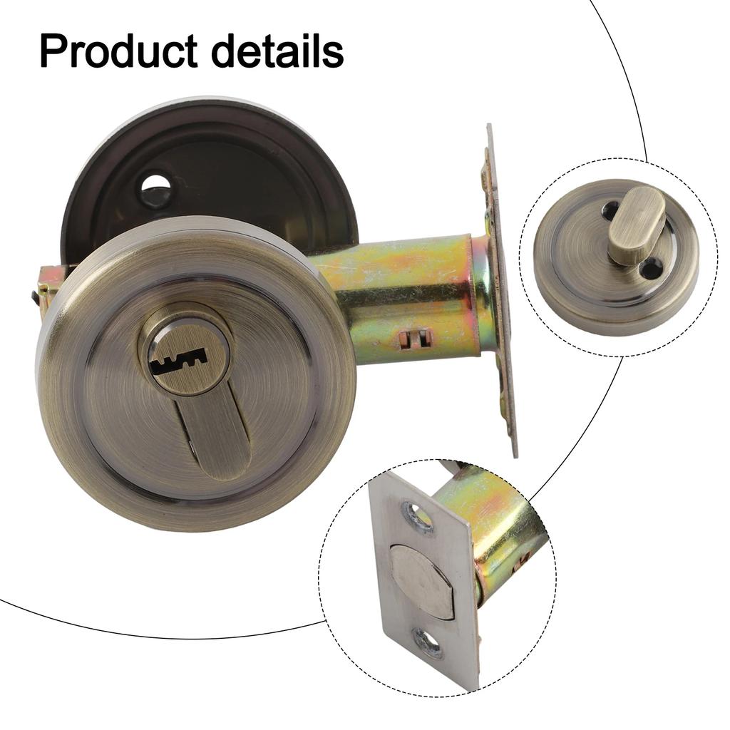 Door Lock Single Cylinder Deadbolt Round Security Lock With Keys Stainless Steel Home Door Locks For Front Door Entrance Door
