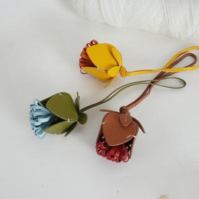 Keychain Floral Design Imitation Leather Keychain Pendant Bag Charm Handbags Wallets Car Keys Colorful Accessories