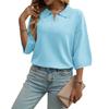 Vacation and Casual Style POLO Wool Shirt Women's Spring and Summer Lapel Long Sleeve Versatile Top