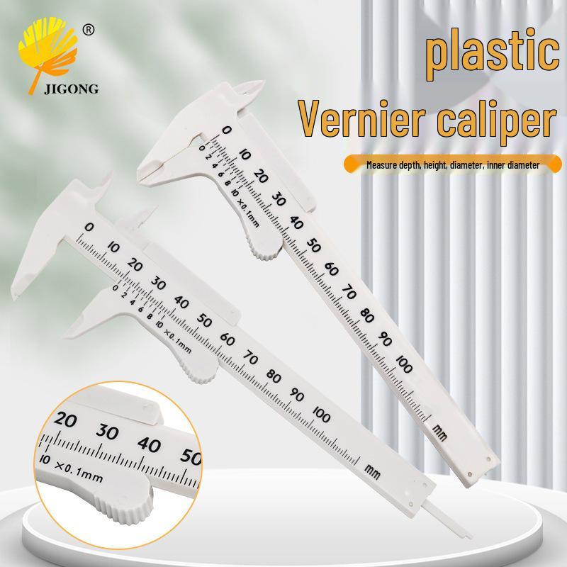 Antique-Style Plastic Vernier Caliper: 0-100mm Single Scale Student Measuring Tool