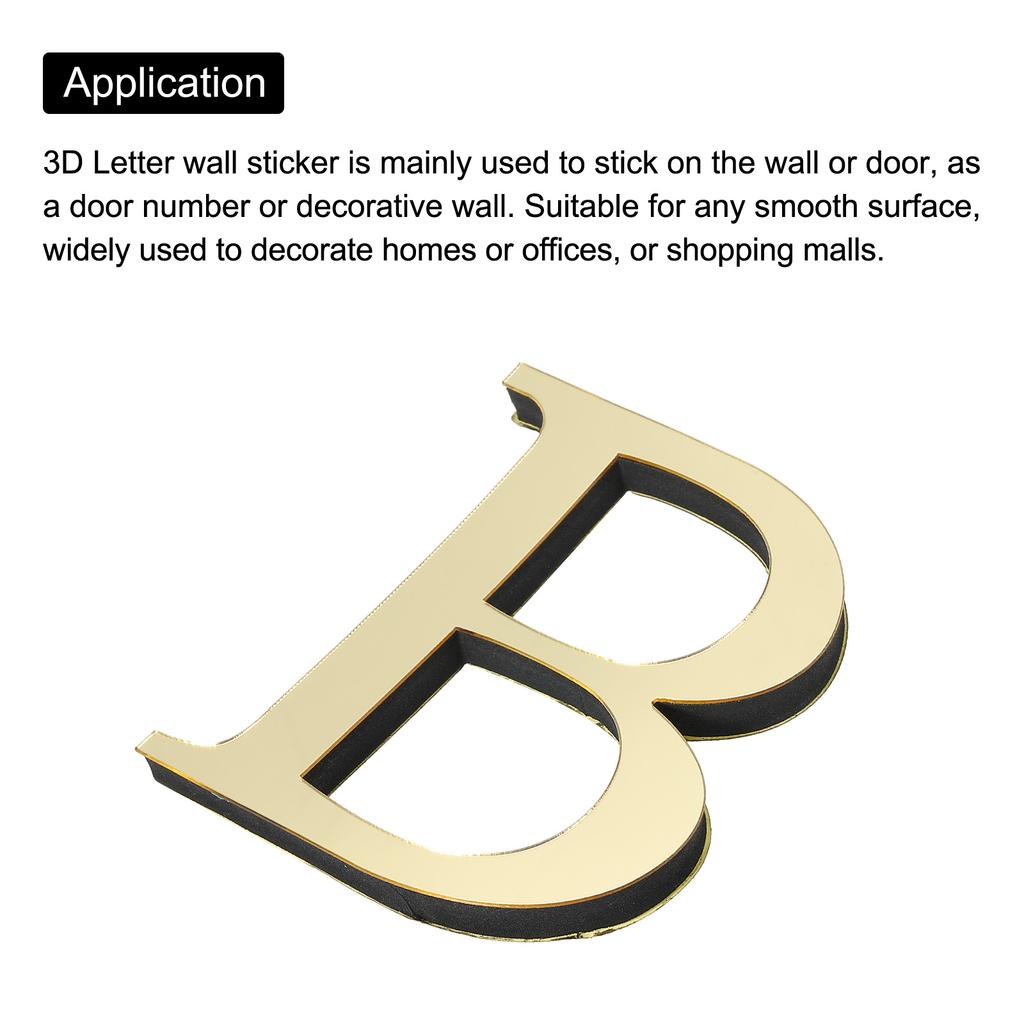Adesivo de Parede Acrílico Espelhado 3D 10cm 26 Letras Inglesas Adesivos de Parede Decalques Autoadesivos Arte de Parede Murais Casa Festa Dourado Claro