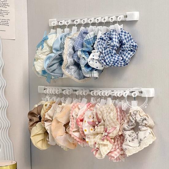 Hair Rope Rack Hanger for Closet 20 Clips Hair Bow Organizer Sliding Hair Accessories Storage Holder for Scarves Hair Bows Headbands
