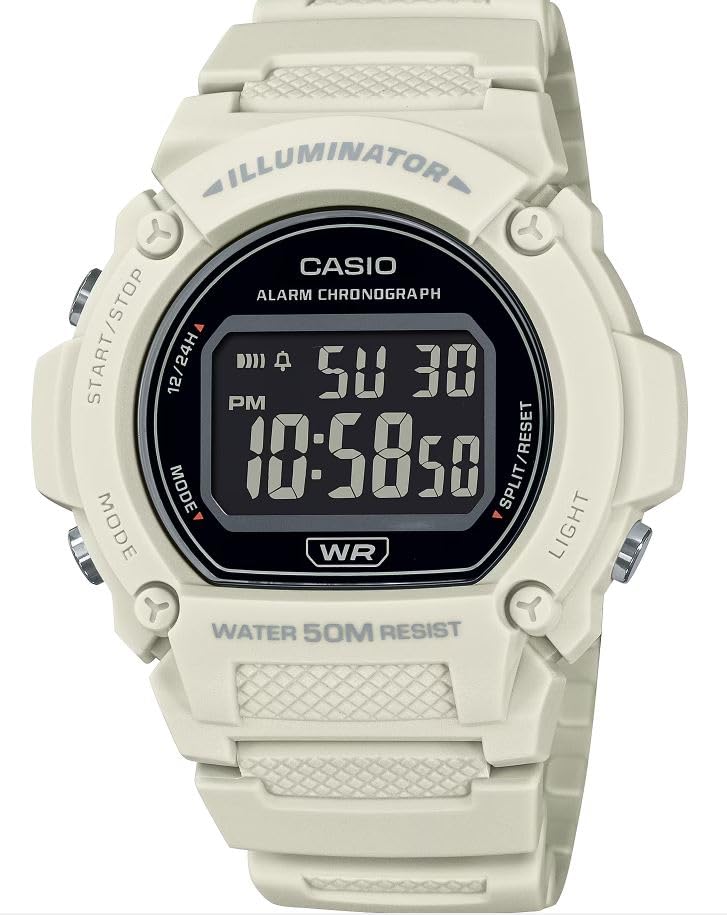 Casio W219HC-serien digital klokke 50M WR LED-lyskilde 100 SEC kronograf SEC stoppeklokke Dagsalarm Timesignal Autokalender 7 Herre