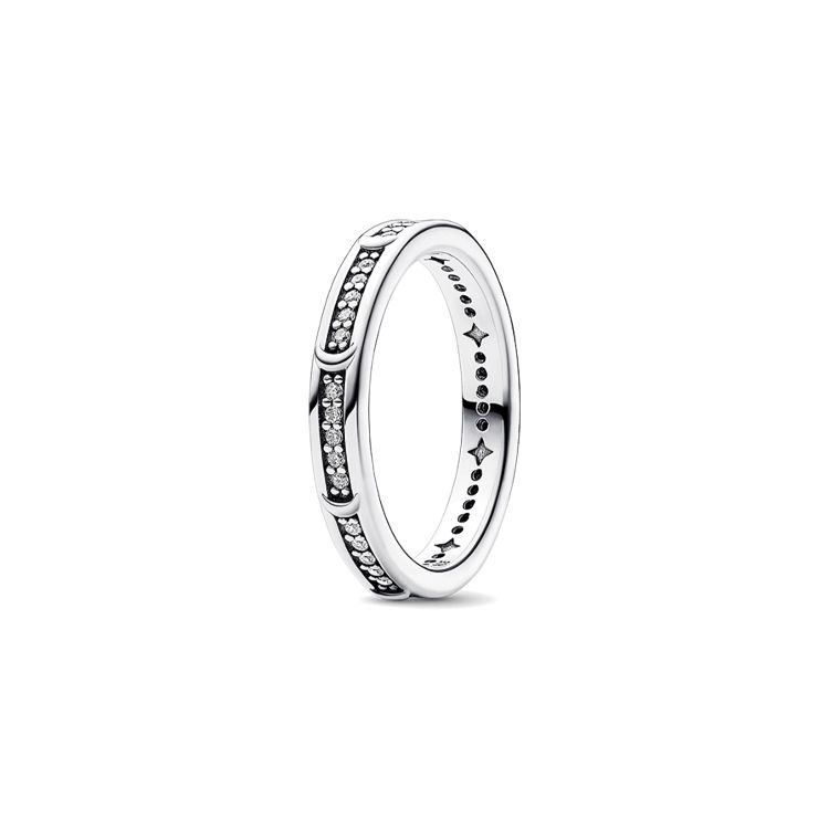 Pandora Inlaid Decorative 925 Silver Cubic Zirconia Ring Women ring 192783C01 Box,52