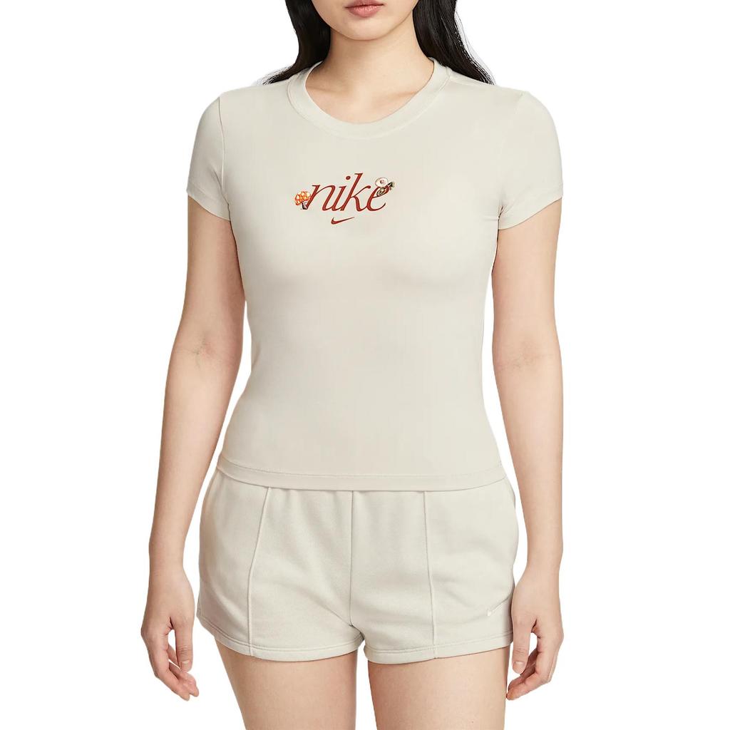 Nike Sportswear Chill Knit Simple Fashion Breathable Versatile Classic Short Sleeve Regular T-Shirt Women Tops Light-Taupe HF9723104