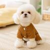 Warm Winter Dog Coat Small Medium Breeds - Bear Print Quilted 4-Leg Harness-Compatible Jacket In Brown Green