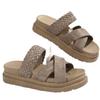 Women’s Wide-Fit Flat Platform Slide Sandals with Cross Woven Strap Casual Comfortable Design