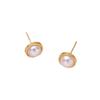 Minimalist Round Pearl Stud Earrings with Metal Frame Simple Small Size Lightweight Design Suitable for Daily Wear and Special Occasions