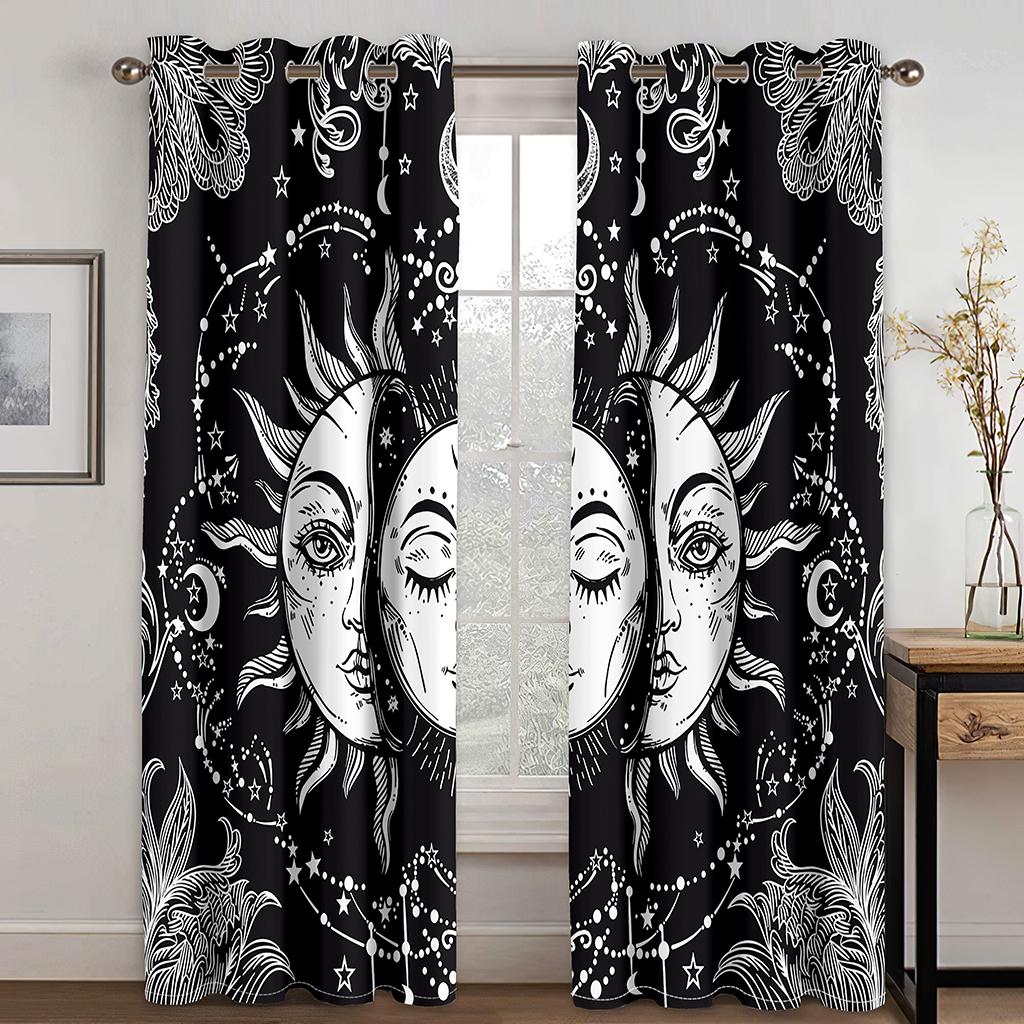 Zatemňovací závěs do ložnice Černý zatemňovací závěs do obývacího pokoje Dekor bohémské závěsy(2Panely) Cortinas Para La Sala