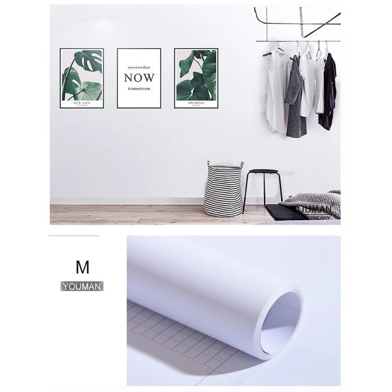 Self-adhesive Wallpaper Decorative Vinyl Matt White Adhesive Paper for Livingroom Furniture Wall Kitchen Cabinets Decoration PVC