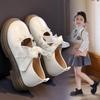 Chic Girls' White Princess Dress Shoes, 2025 Autumn Collection, Soft Sole Leather, Casual Elegance