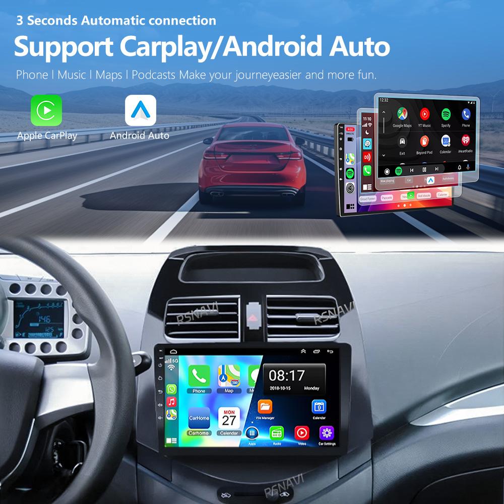 Autoradio stéréo Android 16 pour Chevrolet Spark 2010 2011-2014 avec DSP, CarPlay sans fil, Plug and Play