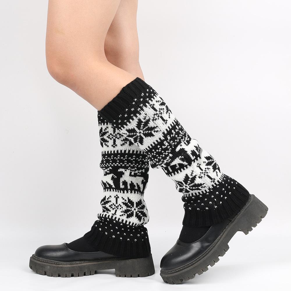 Thick Knit Snowflake Reindeer Christmas Leg Warmers