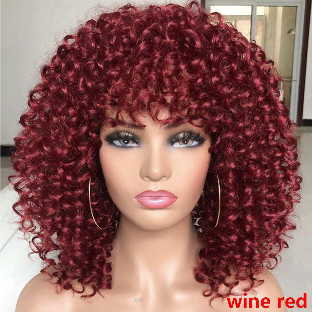 Short Wig Afro Kinky Curly Synthetic Wigs for Women's Fashion Full Wig With Bangs African Women Hair Wig Brazilian Fancy Cosplay