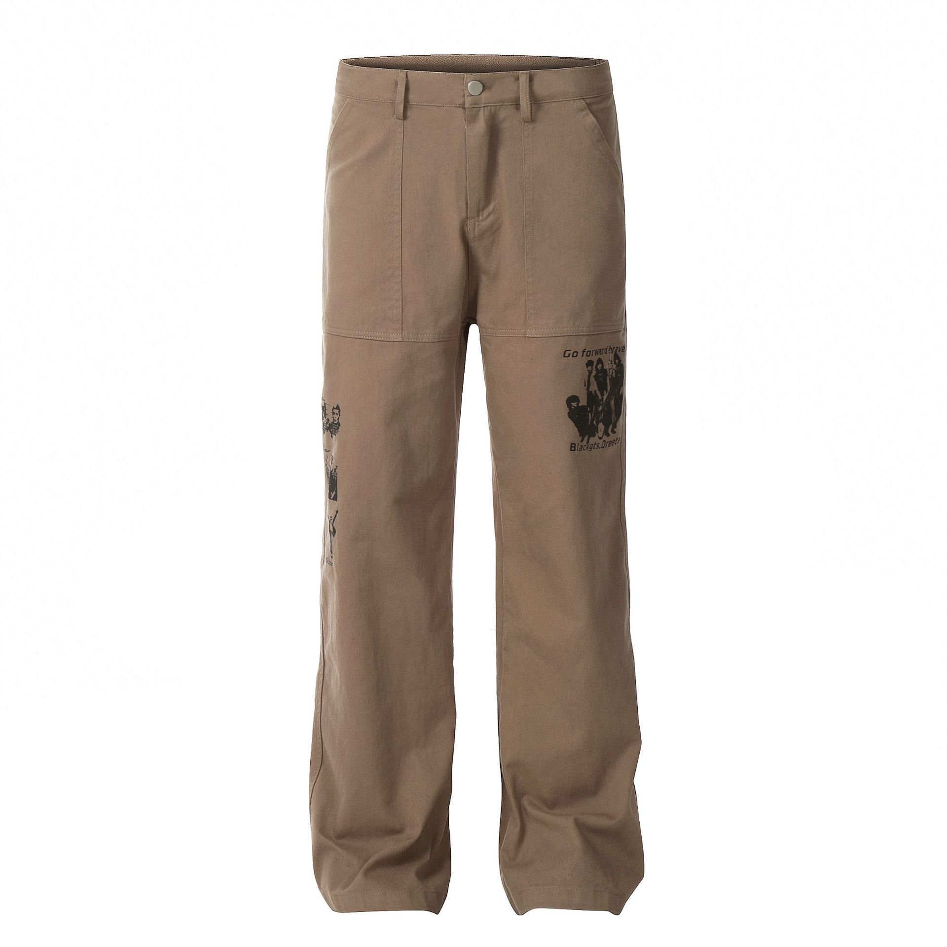 

Американские прямые повседневные брюки с принтом, свободные повседневные брюки в стиле ретро от High Street, повседневные брюки с широкими штанинами для мужчин XL