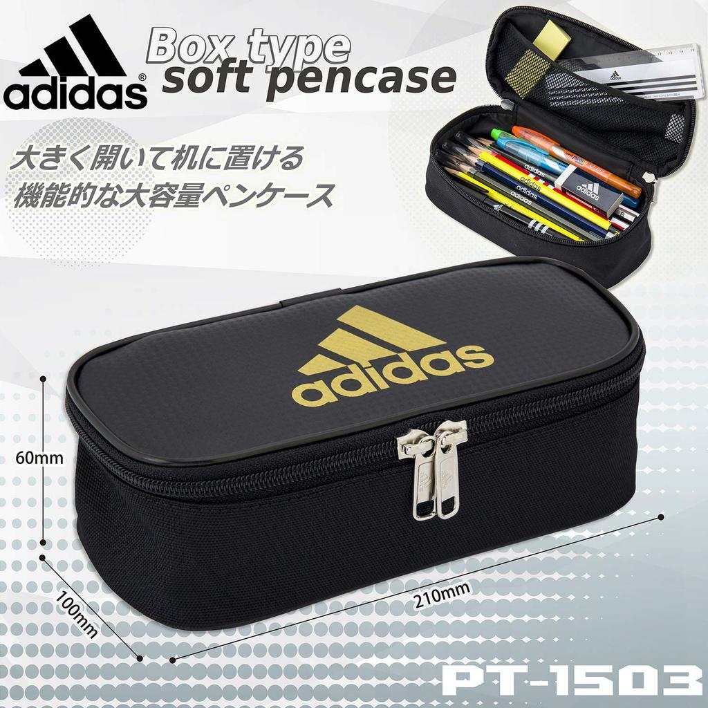 Mitsubishi Pencil Adidas Pencil Case AI06 Black and Gold Enamel and Cloth Box Type PT1503AI06B25