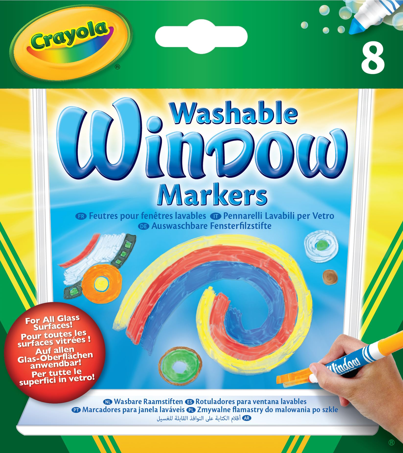 

Crayola Window 8 Window Authentic Markers, Colors, Water-Resistant, Markers, 588165,