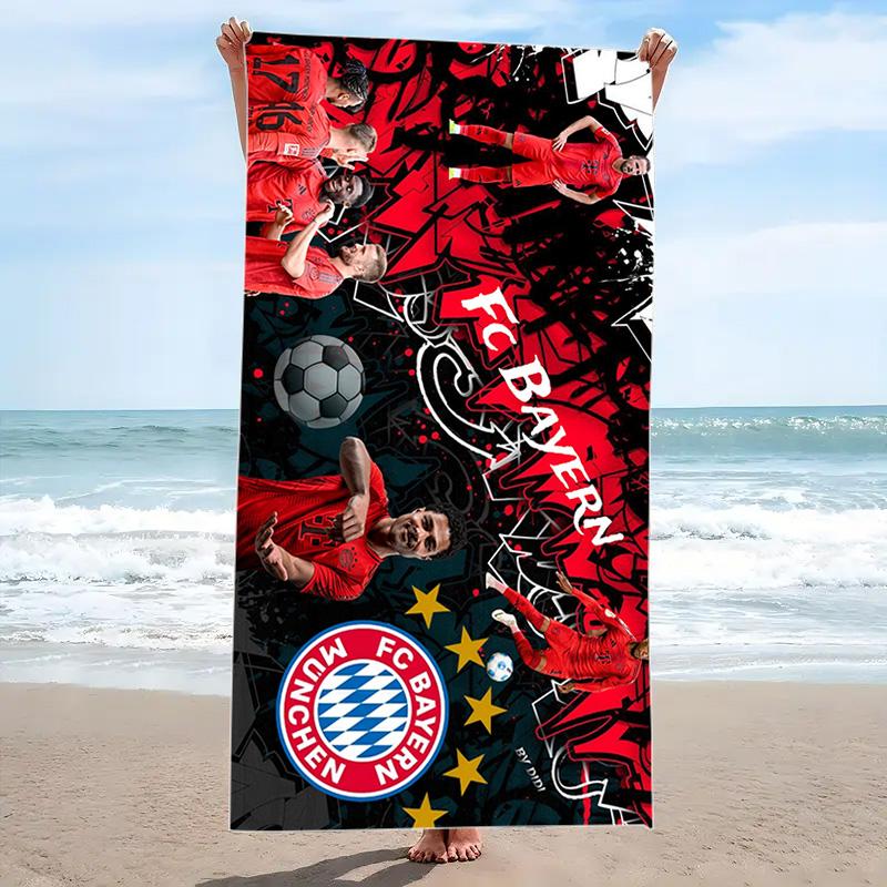 FC Bayern Munich Print Beach Towel, Large Soft Quick Dry Towel for Beach Camping Swimming