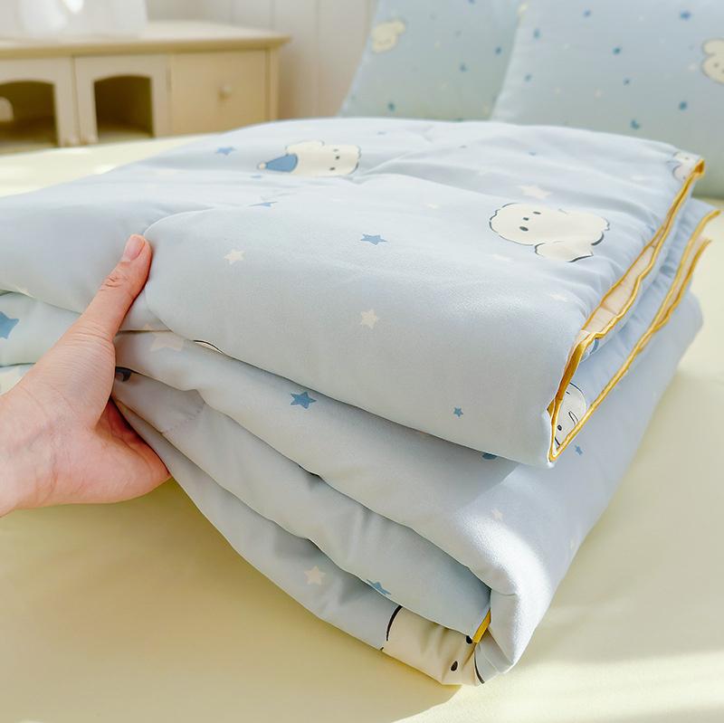Cartoon Printed Wrinkled Yarn Summer Quilts Cozy Single and Double Air-Conditioned Quilt Cooling Breathable Home Soft Bedspread