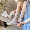Spring and Summer Lightweight Socks - Cute Children's Butterfly Knot Ankle Socks with Rolled Edges and Transparent Silk Stockings