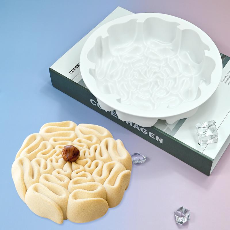 

Round Lace Cake Silicone Mold Pudding Jelly Chocolate Mousse Mould Food Grade Baking Pan Cake Decorating Tools белый