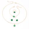 Korean Five-Leaf Clover Jewelry Set: Simple Petal Necklace, Flower Bracelet, Ring, Earrings for Women - 4 Pieces