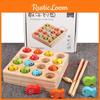 Children Wooden Fishing Puzzle Game Toy With Magnetic Catch And Plates Number