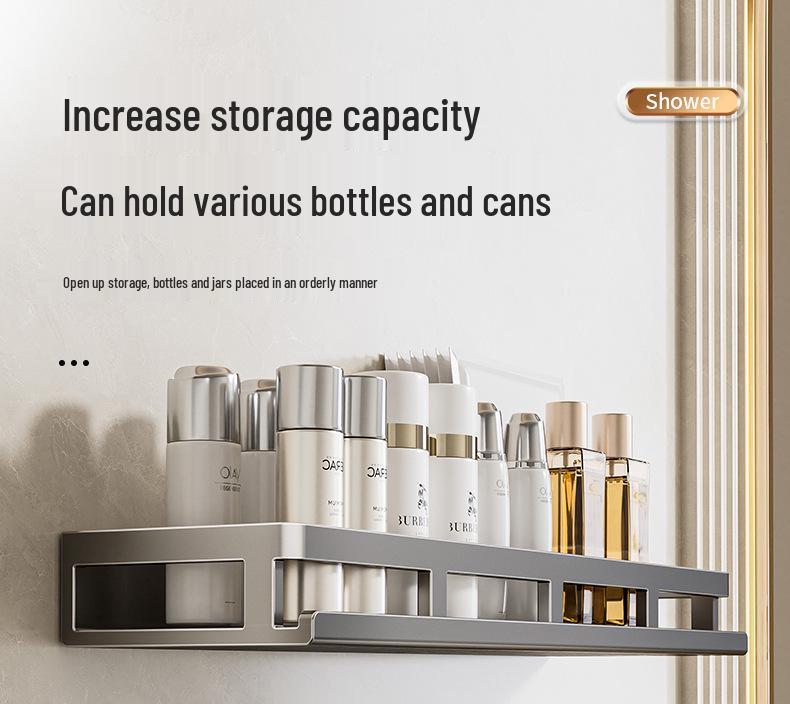 Wall-Mounted No-Drill Bathroom Storage & Vanity Rack