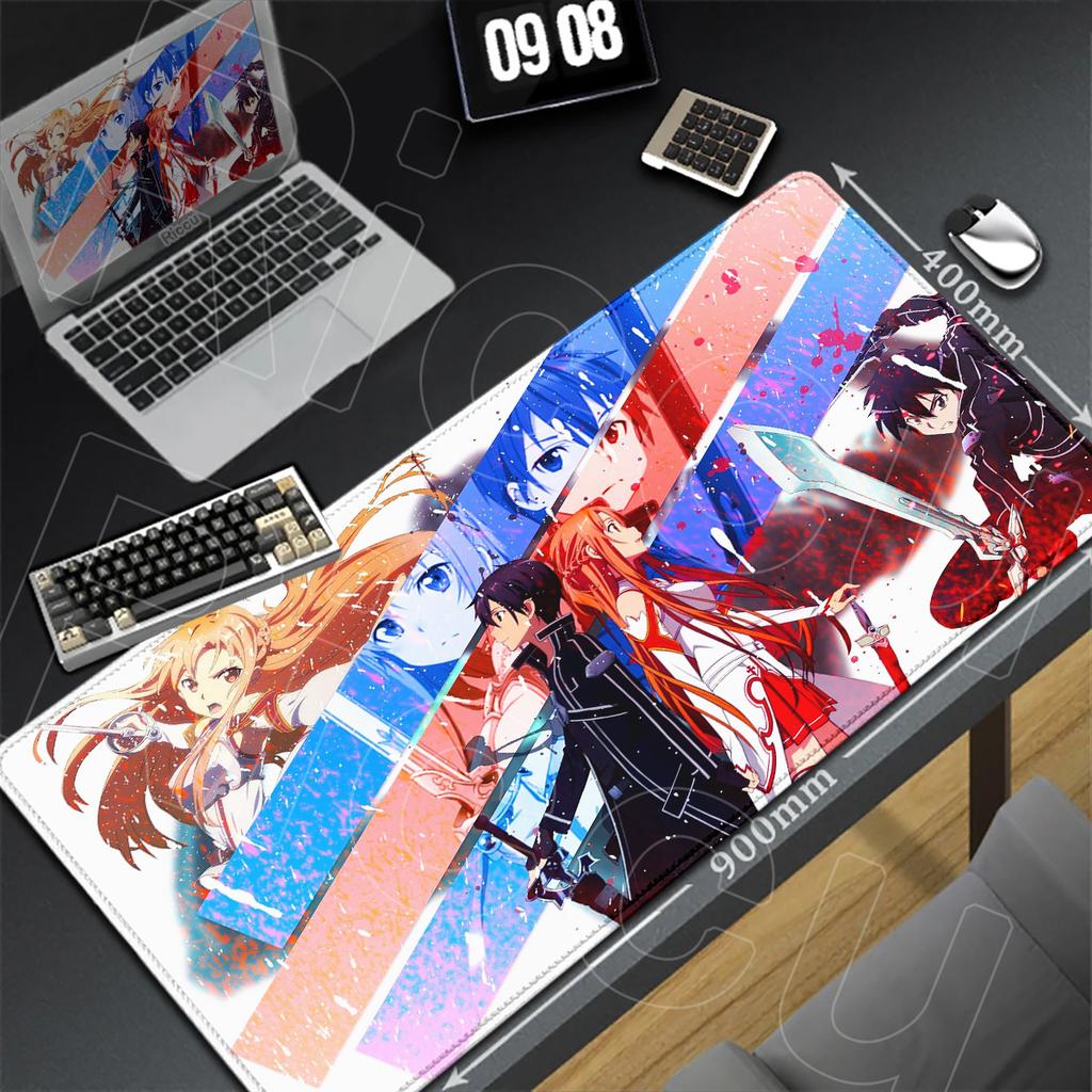 Non-slip Large E-sport Gamer Desk Carpet Hot Anime Sword Art Online SAO Mousepad XXL Kawaii Girl Asuna Yuuki Laptop Keyboard Mat