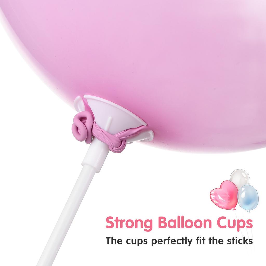 50Pcs Balloon Holder Sticks with Cups Plastic Balloon Stick Holders for Birthday Wedding Party Christmas Valentine's Day