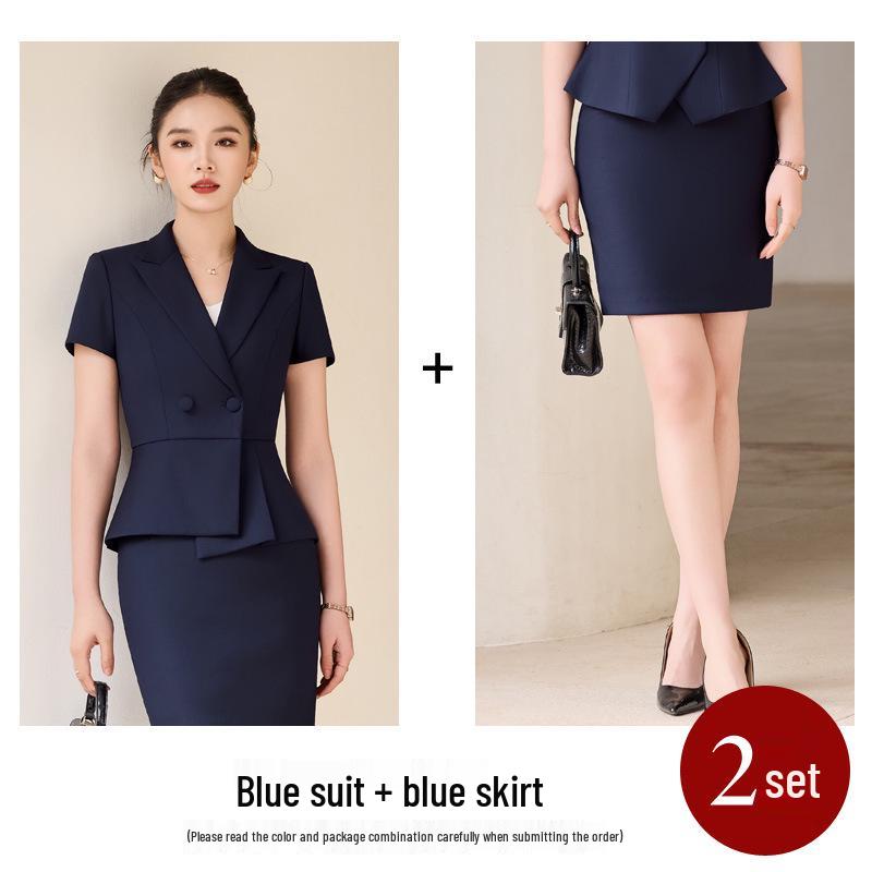 Women's Double-Breasted Short Sleeve Blazer - Summer Business Fashion