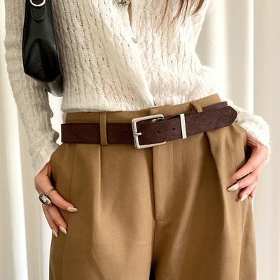 Trendy Pin Buckle Suede Leather Belt Luxury Design Frosted Women Waist Belt Versatile Retro Waistband Jeans Decoration