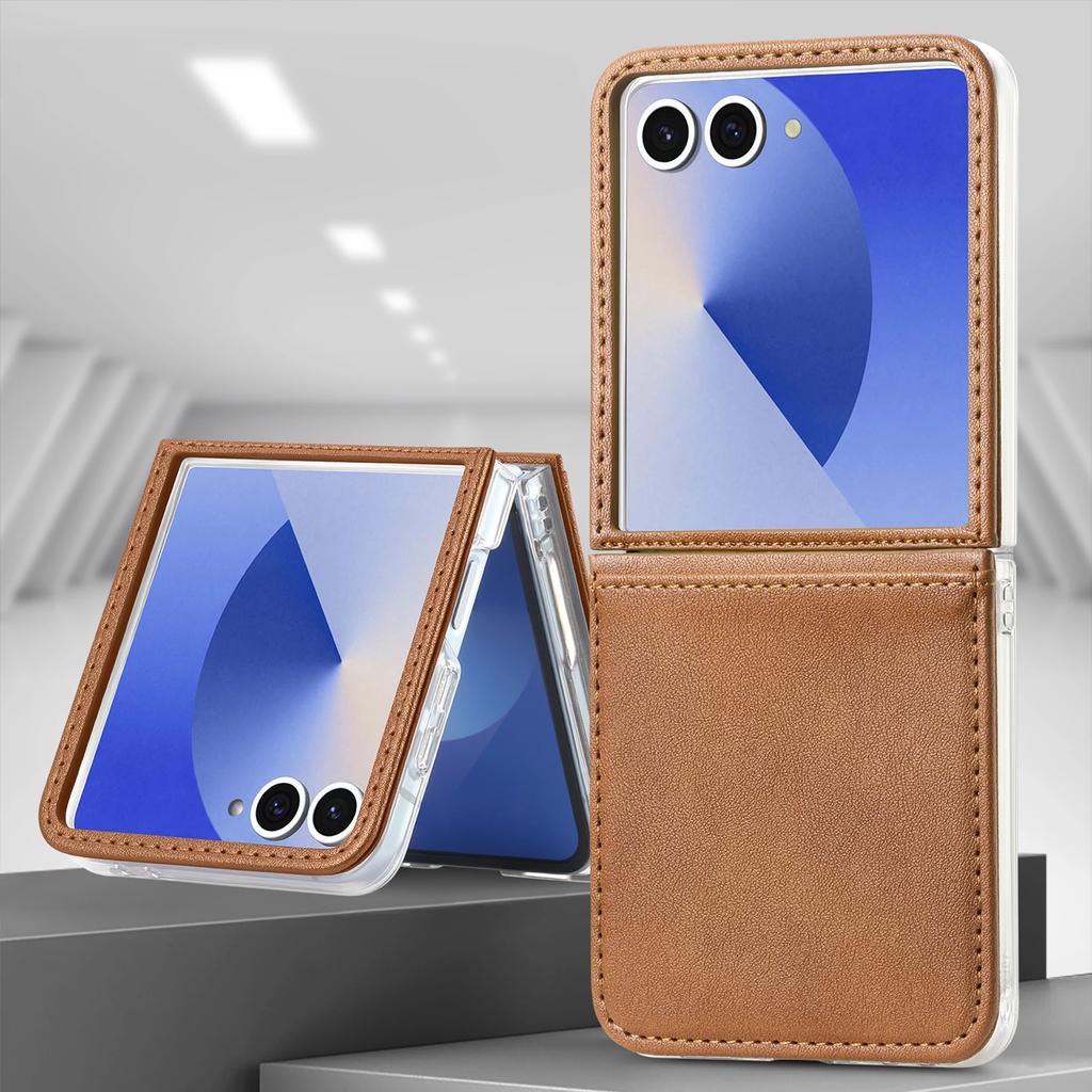 Luxury Leather Folding Design Card Slot Case for Samsung Galaxy Z Flip7 5G Flip5 Flip 7 6 Flip6 Flip4 Flip 5 4 3 2 Flip3 Flip2