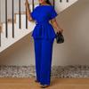 2026 Sommer 2-teilige Sets Damen Outfits Lange Hosen Einfarbige Blusen Gürtel Hosen Gerade Elegant Bürokleidung Kleidung Hosenanzüge