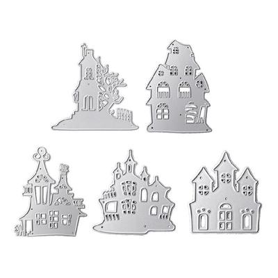 Christmas Castle Cutting Dies Xmas House Embossing Stencils Template Knife Mold
