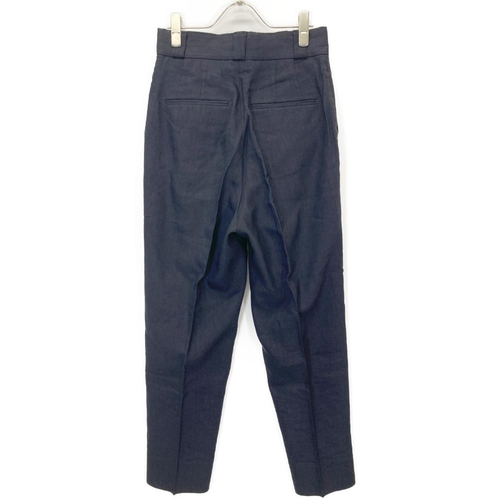 chaos Gentleman Lady Navy Rayon X Linen Two-Pleated Pants Bottoms 38 NavyUsed